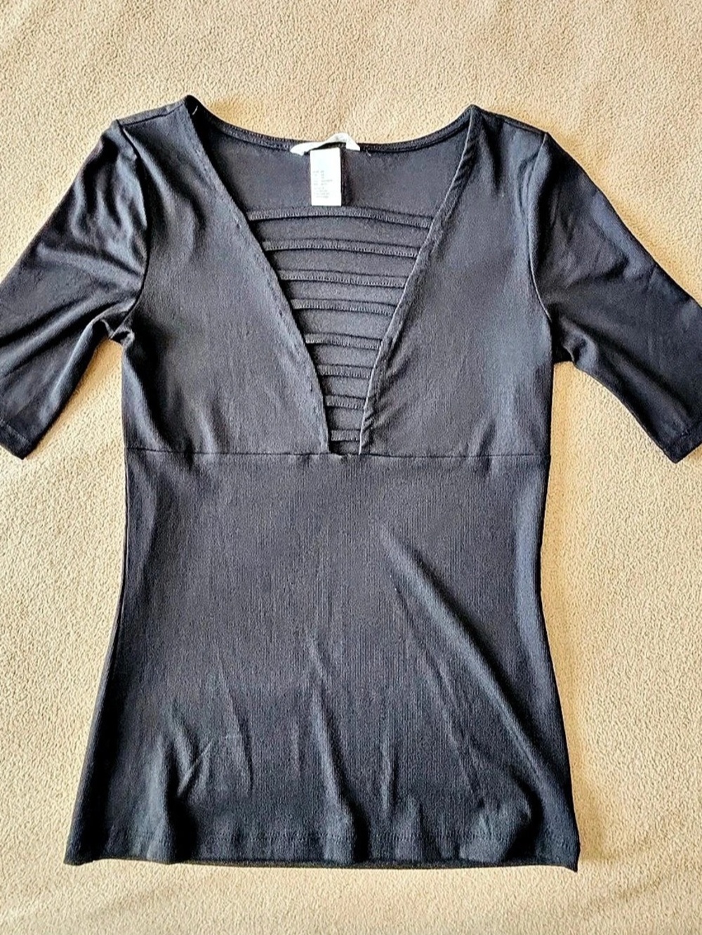 H&M Black Plunge Neck Top Size XS